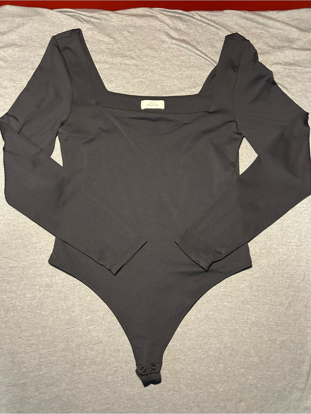 Aritzia Babaton Contour Black Long-Sleeve Square-Neck Bodysuit